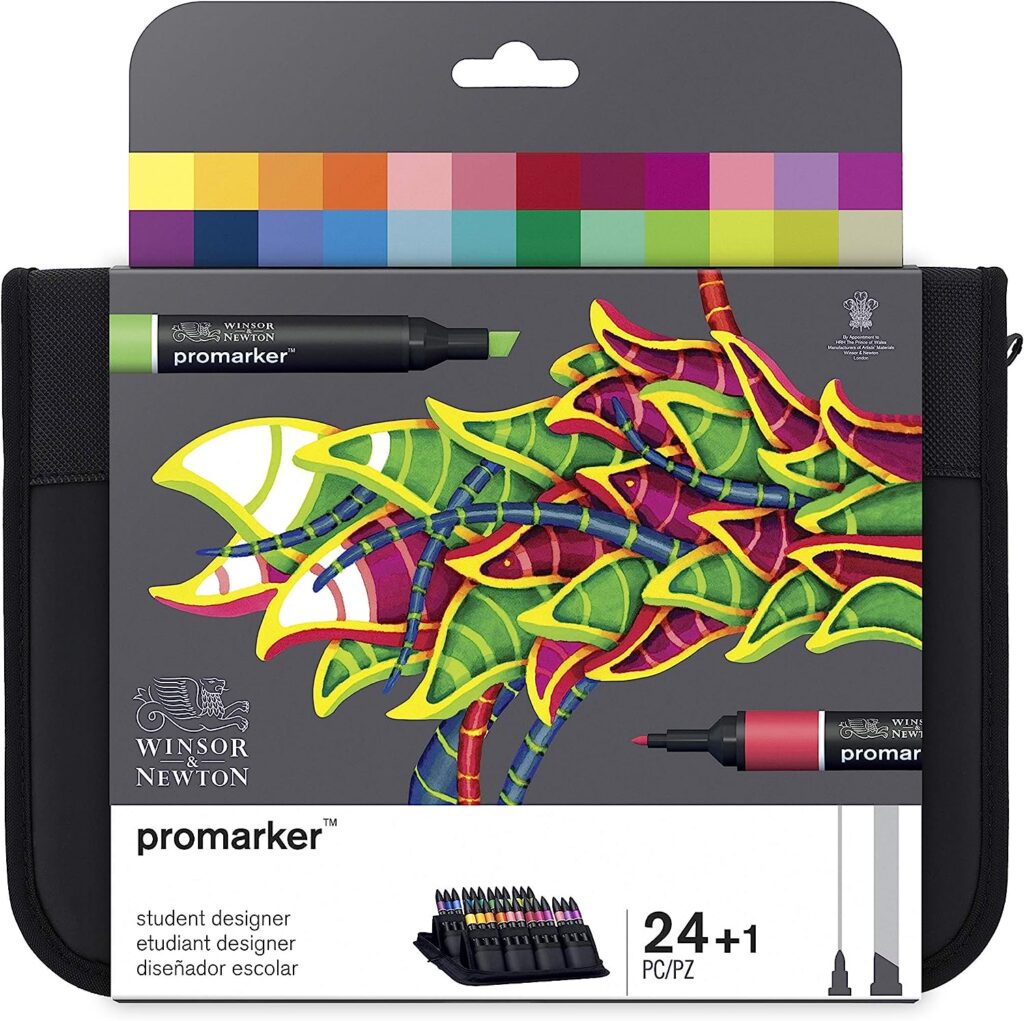 Winsor & Newton ProMarker Pack rotuladores de diseño para estudiantes, multicolor, Diseñador escolar, Set de 24